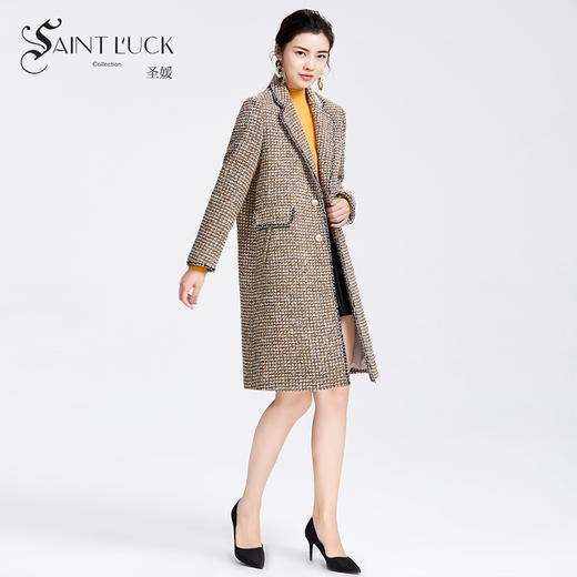 SAINT L’UCK/圣媛女装新中长款毛呢香风合体大衣SA420D51 商品图0