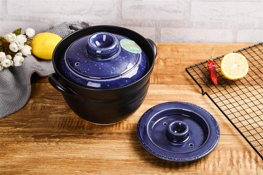 日本进口太树万古烧双盖砂锅煮饭锅日式土锅焖饭锅蓝月 商品图0