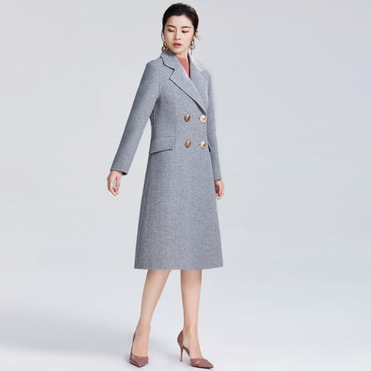 SAINT L’UCK/圣媛女装冬季优雅散摆中长款双面尼大衣SA419D59 商品图2