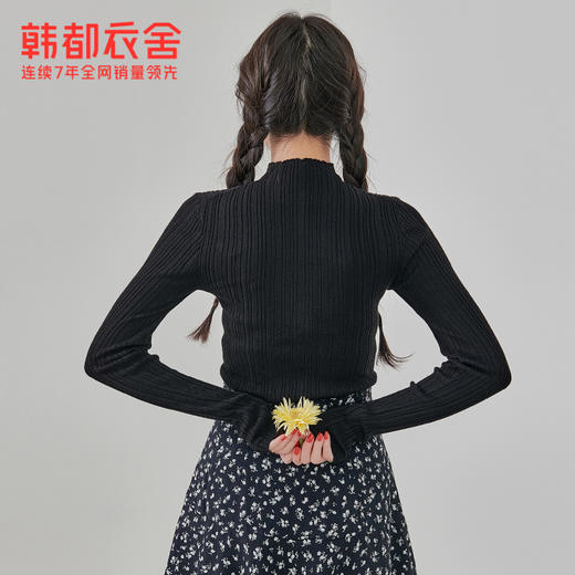 韩都衣舍2021春新款韩版修身半高领打底内搭针织衫GQ11134 商品图2
