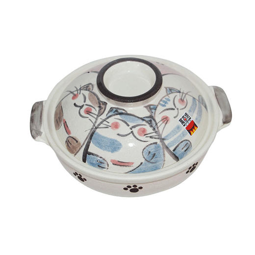 日本进口万古烧福佑美粉色家人猫咪锅土锅家用炖锅煲仔饭砂锅陶土 商品图3