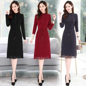 LY96836新款加绒加厚配大衣的内搭打底针织毛衣裙