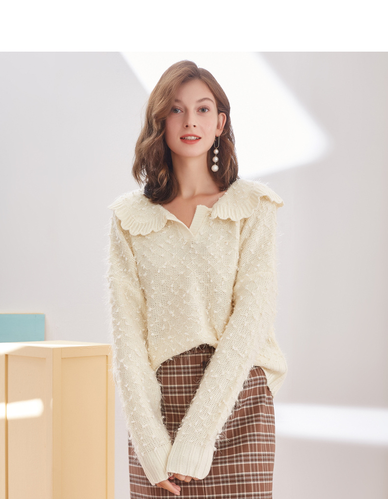 504612208诺曼琦2020秋冬新款时尚洋气气质套头宽松娃娃领设计感小众