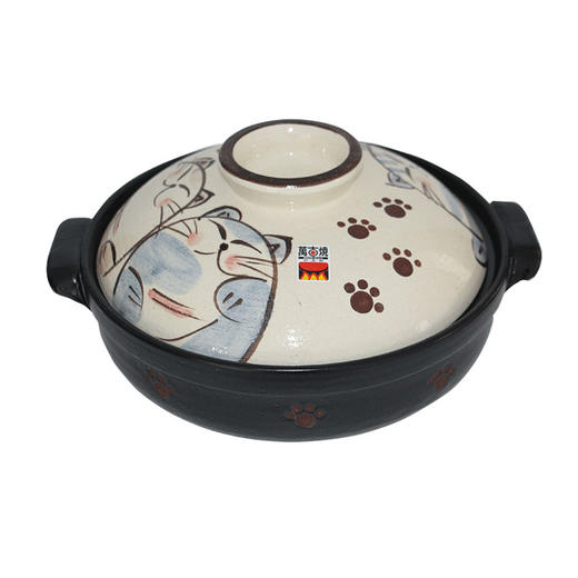 日本进口万古烧福佑美猫咪全家土锅耐高温砂锅炖锅煲汤家用陶瓷锅 商品图0