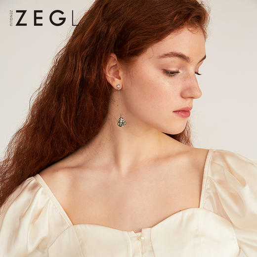 ZEGL复古巴洛克耳环耳坠女气质长款耳夹耳钉高级感2020新款潮耳饰 商品图2