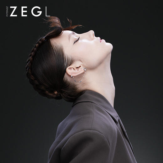 ZENGLIU月亮链条耳钉耳骨夹一体星星耳环女冷淡风气质925银针耳饰 商品图4
