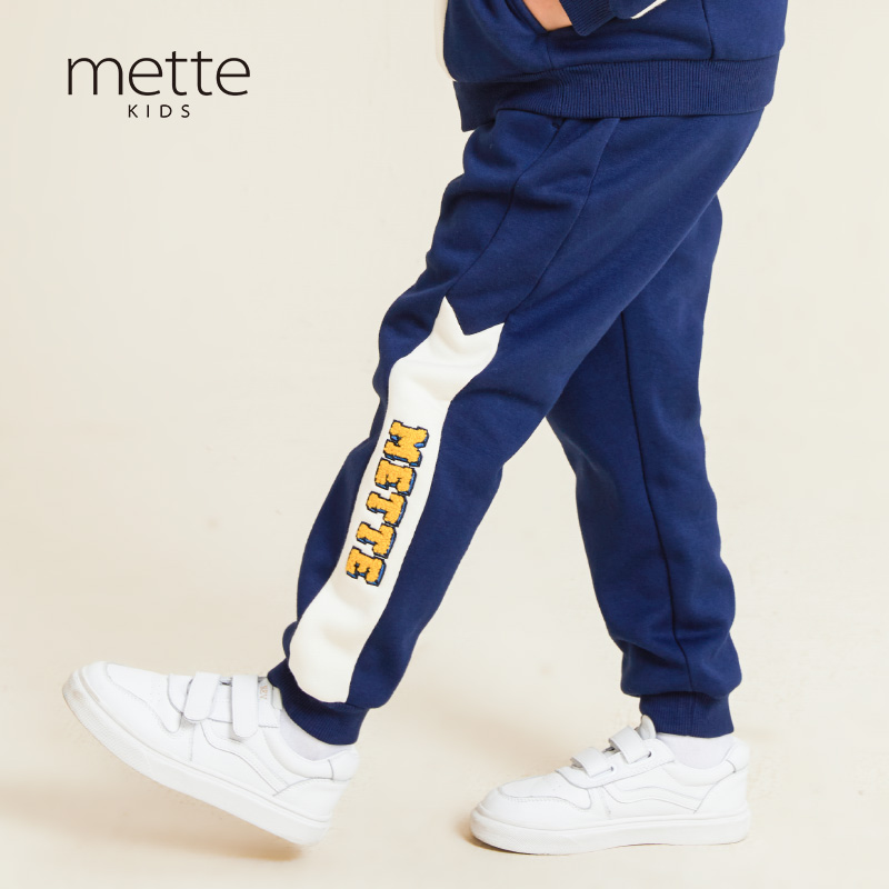 METTE童装2020秋新品男童长裤时尚拼接撞色中大童加绒加厚休闲裤
