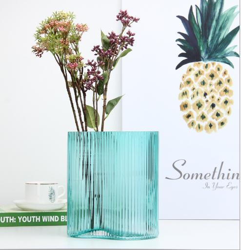 北欧轻奢竖纹玻璃花瓶--1631脚印 商品图6