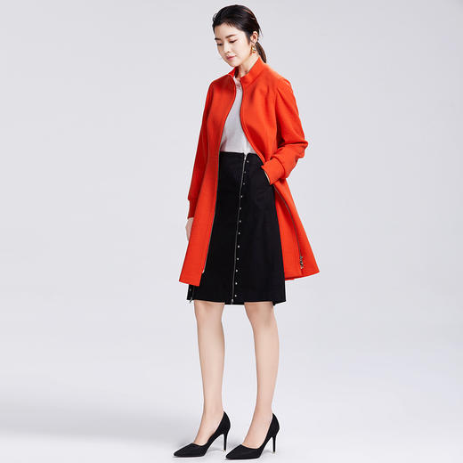圣三利中长款伞摆羊毛针织女士风衣外套SL2031103 商品图3