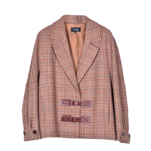 圣三利女装新优雅格子羊毛外套SL2032158 商品图4