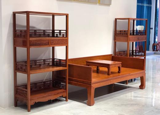 红桥红  家具严选  缅甸花梨（大果紫檀）  【210 直腿三围板 罗汉床两件套】 商品图2