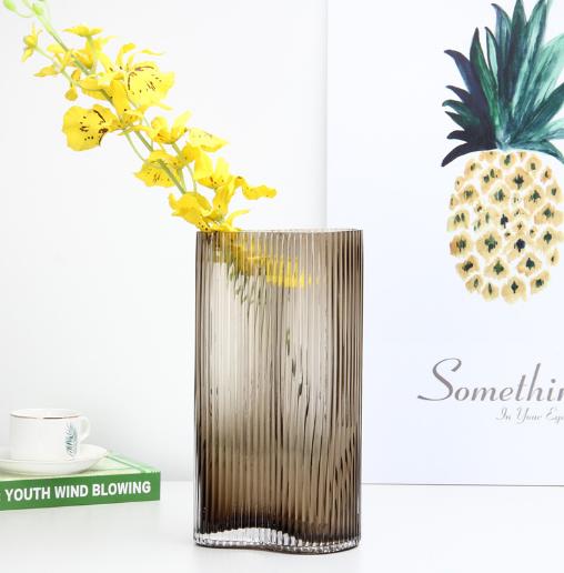 北欧轻奢竖纹玻璃花瓶--1631脚印 商品图2