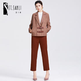 圣三利女装新优雅格子羊毛外套SL2032158