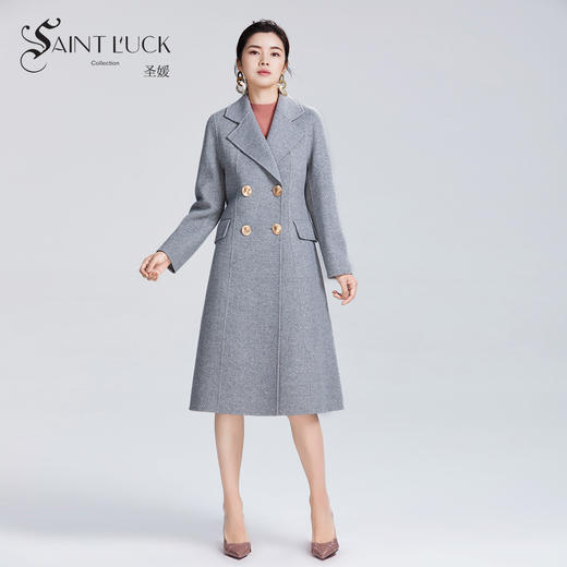 SAINT L’UCK/圣媛女装冬季优雅散摆中长款双面尼大衣SA419D59 商品图0