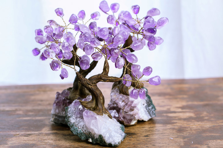 晶制福利购巴西紫水晶发财树水晶原石纯手工开运招财疗愈顶轮能量