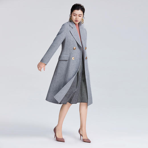 SAINT L’UCK/圣媛女装冬季优雅散摆中长款双面尼大衣SA419D59 商品图3