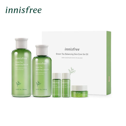 韩国悦诗风吟（Innisfree）绿茶平衡水乳套装（200ml+160ml+柔肤水15ml+柔肤露15ml+面霜10ml） 商品图2