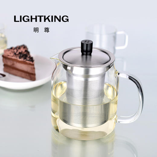 明尊耐热玻璃不锈钢内胆过滤花茶壶冲茶泡茶器 商品图2