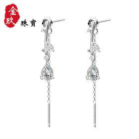 树枝银S925长耳饰