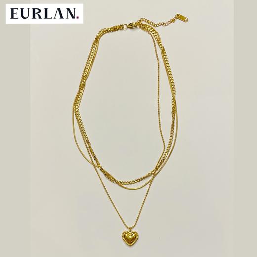 EURLAN.  闺蜜B系列 时尚三层桃心项链 锁骨链 商品图4
