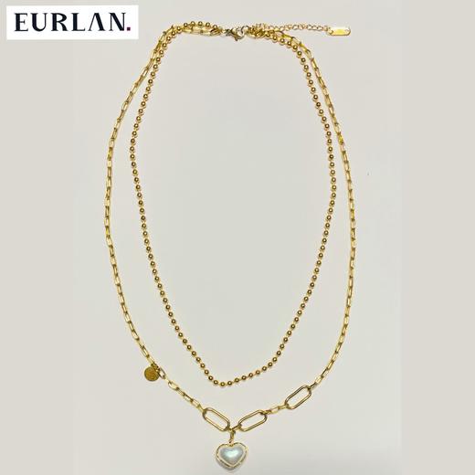 EURLAN.  闺蜜B系列 时尚双层爱心项链 秋冬毛衣链 商品图5