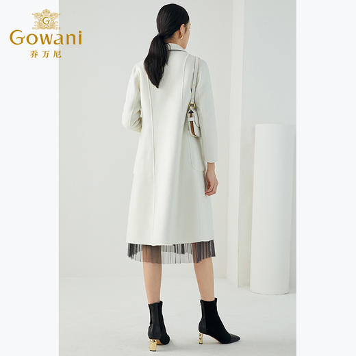 【羊绒】乔万尼秋冬季新款宽松直筒大码羊毛呢子大衣女中长款轻薄外套EL4A523 商品图3