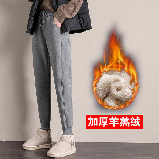 加绒裤女外穿宽松束脚2020冬季新款棉裤加厚羊羔绒保暖运动裤 商品图1