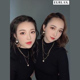 EURLAN.  闺蜜B系列 时尚双层爱心项链 秋冬毛衣链