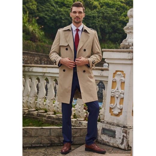  YvesFigarau伊夫·费嘉罗春秋新款双排扣扣插肩袖欧美英伦风衣外套910561 商品图2