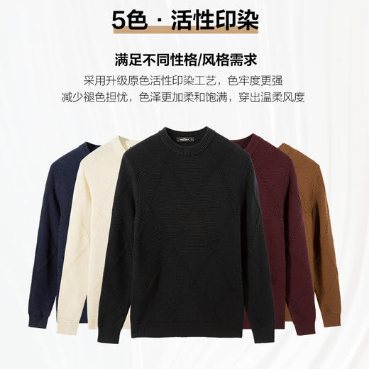 【特价】柒牌男装秋冬男士保暖弹力套头圆领针织衫时尚青年羊毛衫	119Y70050 商品图1