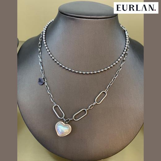 EURLAN.  闺蜜B系列 时尚双层爱心项链 秋冬毛衣链 商品图2