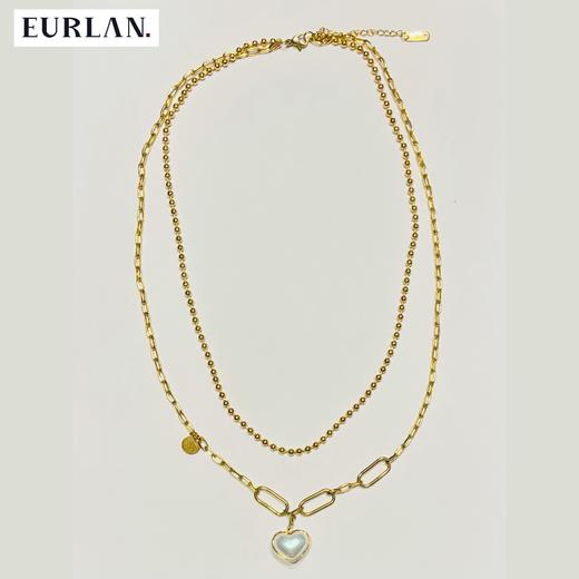 EURLAN.  闺蜜B系列 时尚双层爱心项链 秋冬毛衣链 商品图3
