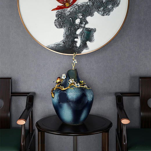 罗比罗丹雅韵·梅花瓶新中式珐琅彩轻奢花瓶摆件 商品图2