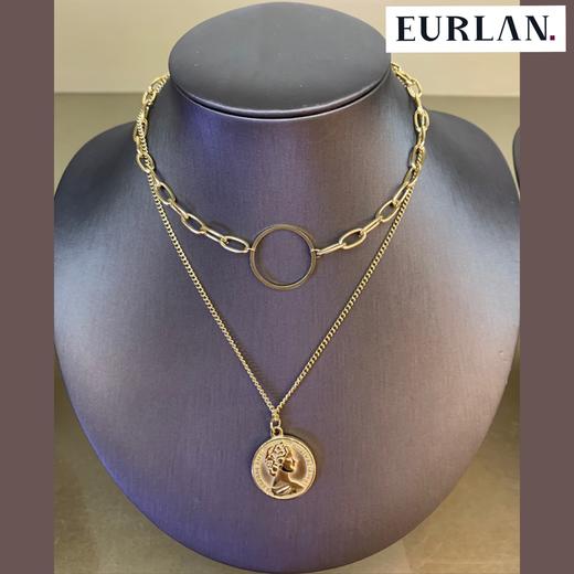 EURLAN.  闺蜜B系列 双层圆币时尚项链 秋冬毛衣链 商品图3