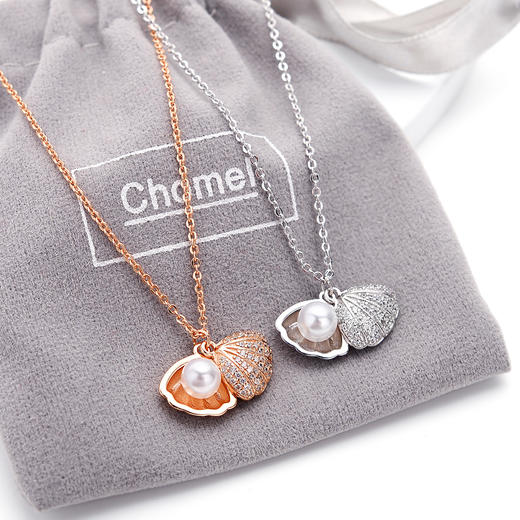 Chomel贝壳珍珠纯银项链女锁骨链百搭简约时尚设计七夕情人节 商品图3