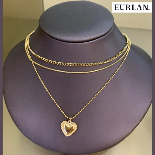 EURLAN.  闺蜜B系列 时尚三层桃心项链 锁骨链 商品图5