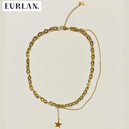 EURLAN.  闺蜜B系列 半双层时尚五角星项链 秋冬毛衣链/锁骨链 商品图3