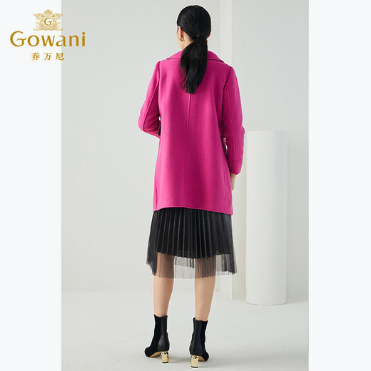 乔万尼毛呢修身中长款双面呢长袖大码宽松纯色羊毛呢大衣E144A838 商品图3