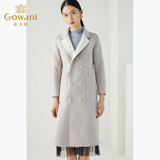【羊绒】乔万尼秋冬季新款宽松直筒大码羊毛呢子大衣女中长款轻薄外套EL4A523 商品图2