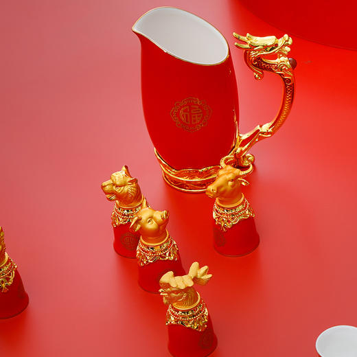 罗比罗丹十二生肖陶瓷摇酒器套装（中国红） 商品图1