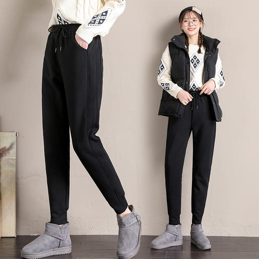 加绒裤女外穿宽松束脚2020冬季新款棉裤加厚羊羔绒保暖运动裤 商品图2