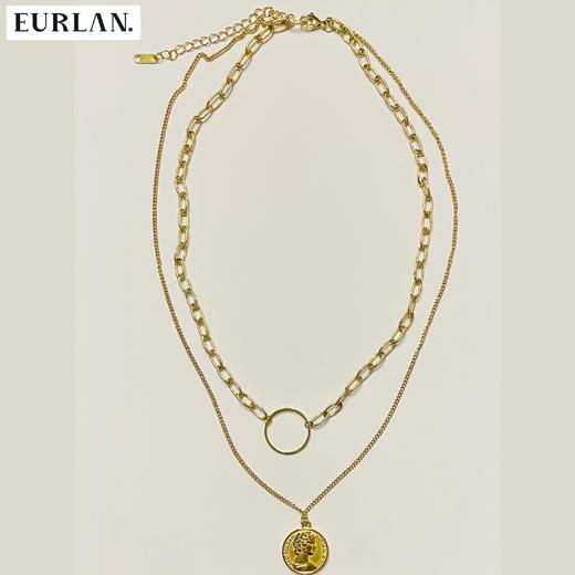 EURLAN.  闺蜜B系列 双层圆币时尚项链 秋冬毛衣链 商品图2