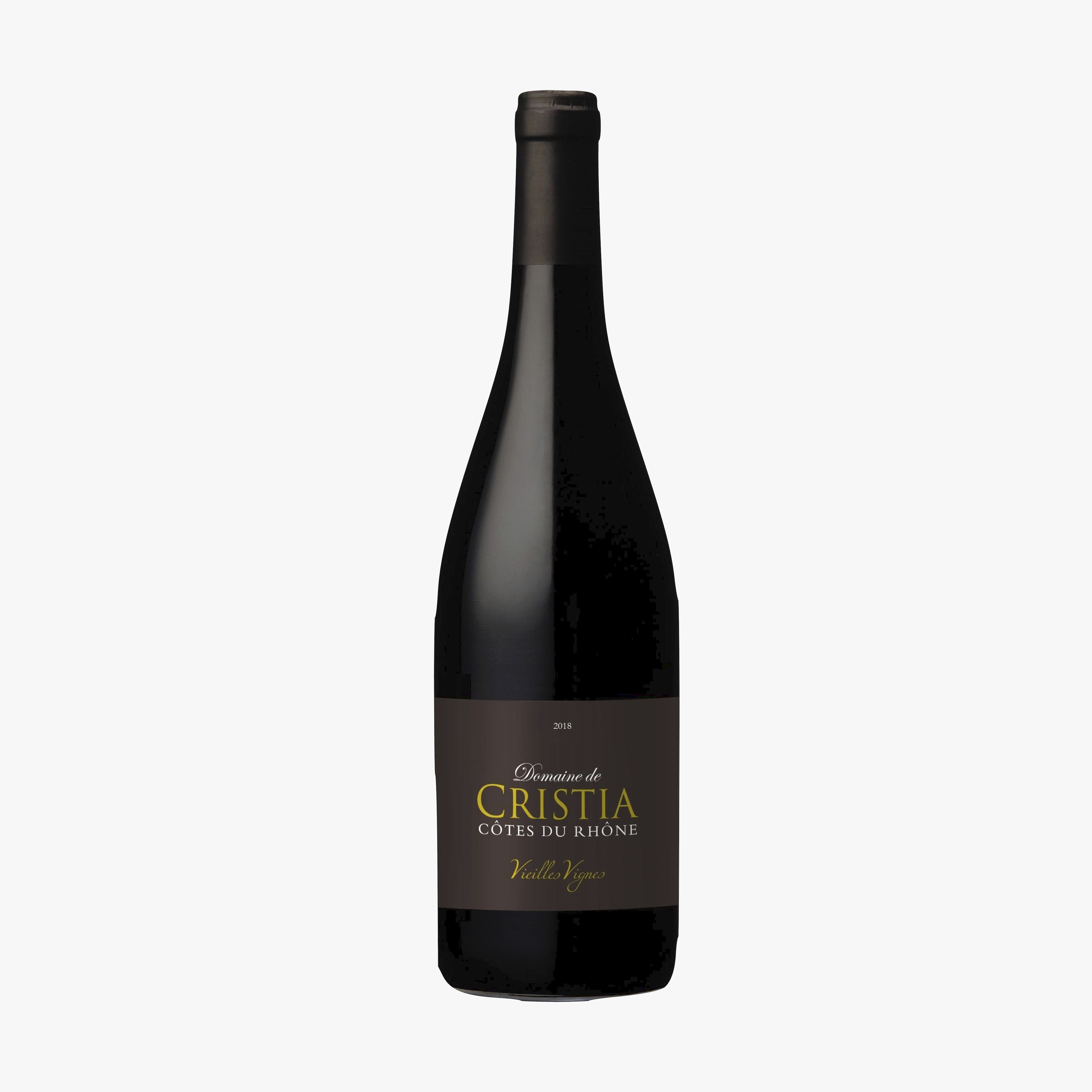 克里斯庄园 罗纳河谷老藤红葡萄酒 - 法国 （原瓶进口） AOP Côtes du Rhône Vieilles Vignes Vin Rouge, DOMAINE DE CRISTIA 2018