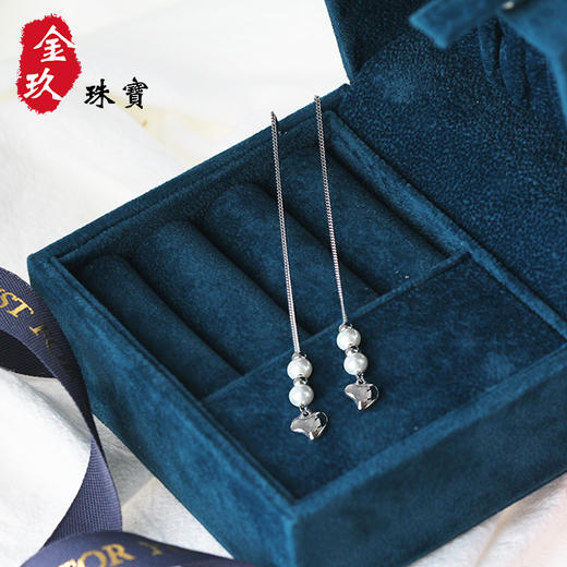 心形流苏珍珠银S925耳饰 商品图1