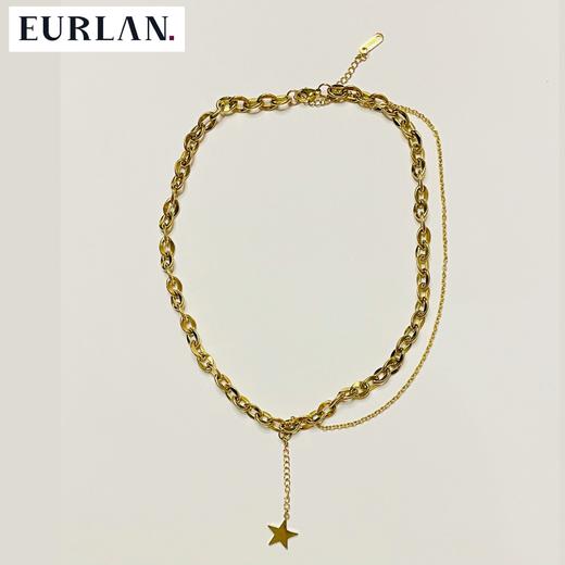 EURLAN.  闺蜜B系列 半双层时尚五角星项链 秋冬毛衣链/锁骨链 商品图1