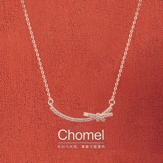 Chomel微笑蝴蝶结纯银项链女锁骨链百搭简约时尚七夕情人节 商品图0