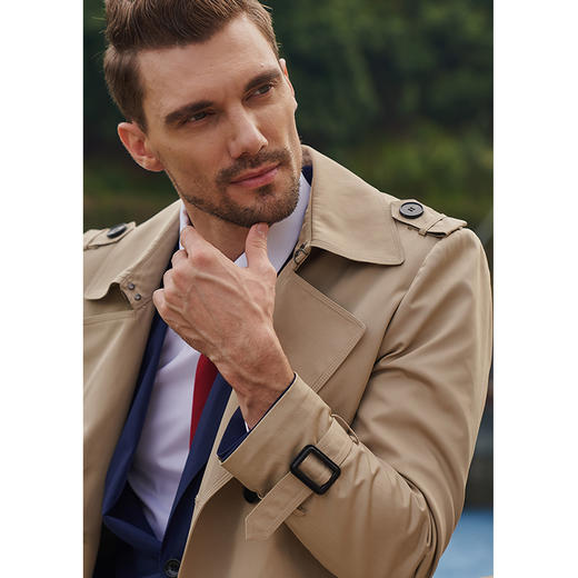  YvesFigarau伊夫·费嘉罗春秋新款双排扣扣插肩袖欧美英伦风衣外套910561 商品图3