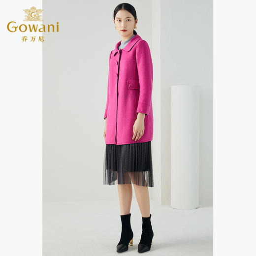 乔万尼毛呢修身中长款双面呢长袖大码宽松纯色羊毛呢大衣E144A838 商品图1