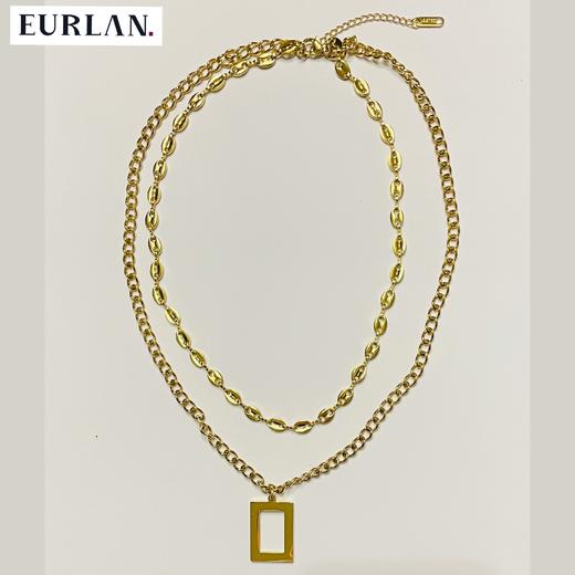 EURLAN.  闺蜜B系列 时尚双层几何形项链 秋冬毛衣链 商品图2