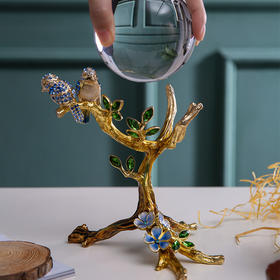 罗比罗丹轻奢珐琅彩好运来风水球摆件办公室新中式饰品开业礼品